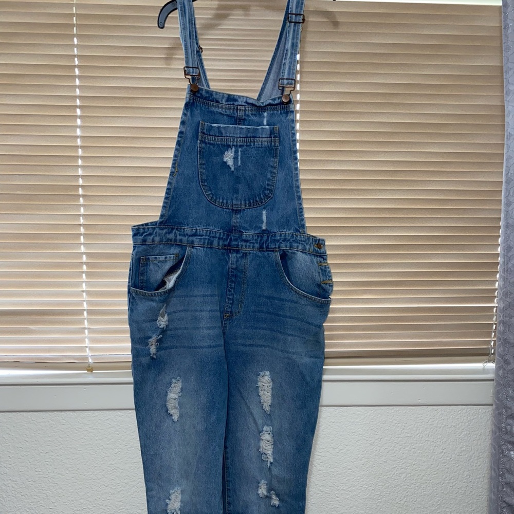 Forever 21 Ripped Jean Jumpsuit